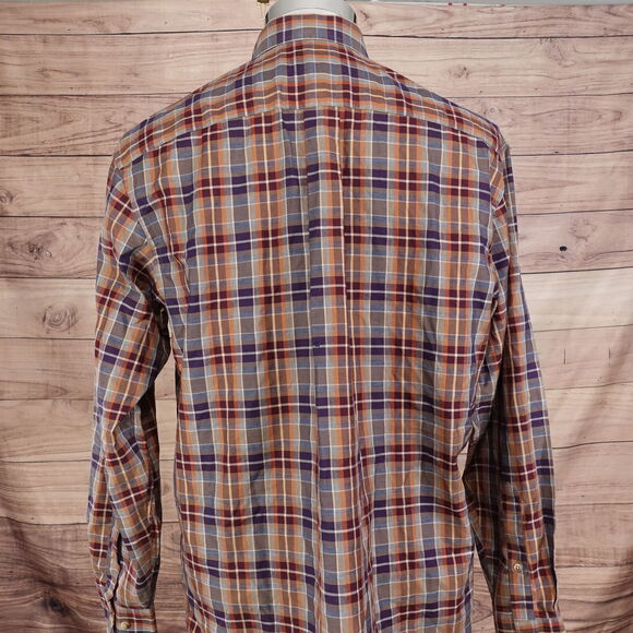JOS A BANK TRAVELER'S COLLECTION PLAID BUTTON DOWN SHIRT MENS SIZE M MEDIUM - Picture 4 of 6